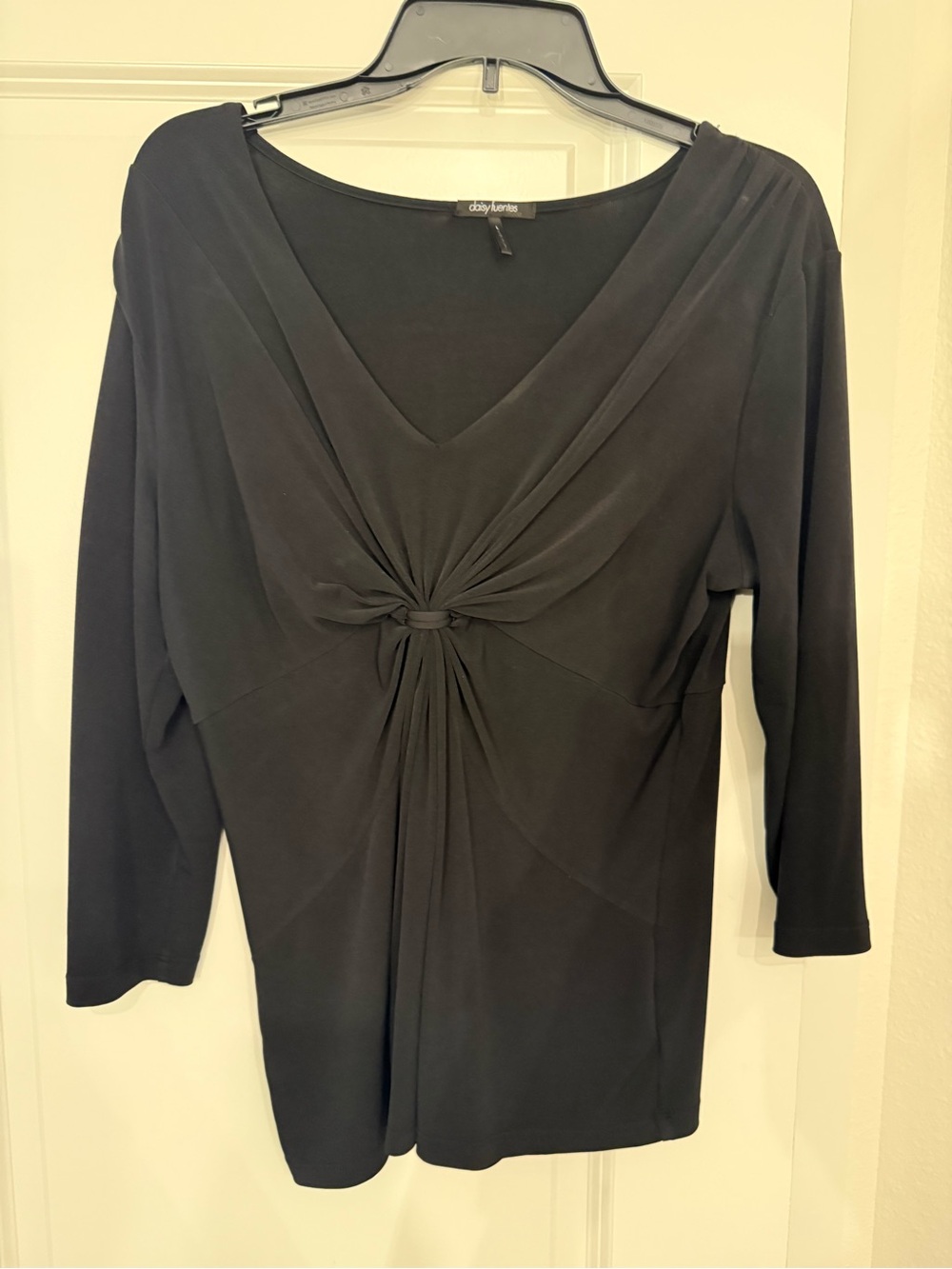 Black Knot-Front Long-Sleeve Top